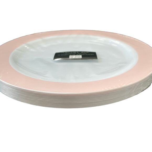36pc Rachel Zoe Posh Pink & White Disposable Round Dinner/Dessert Plate Set New - Picture 13 of 15